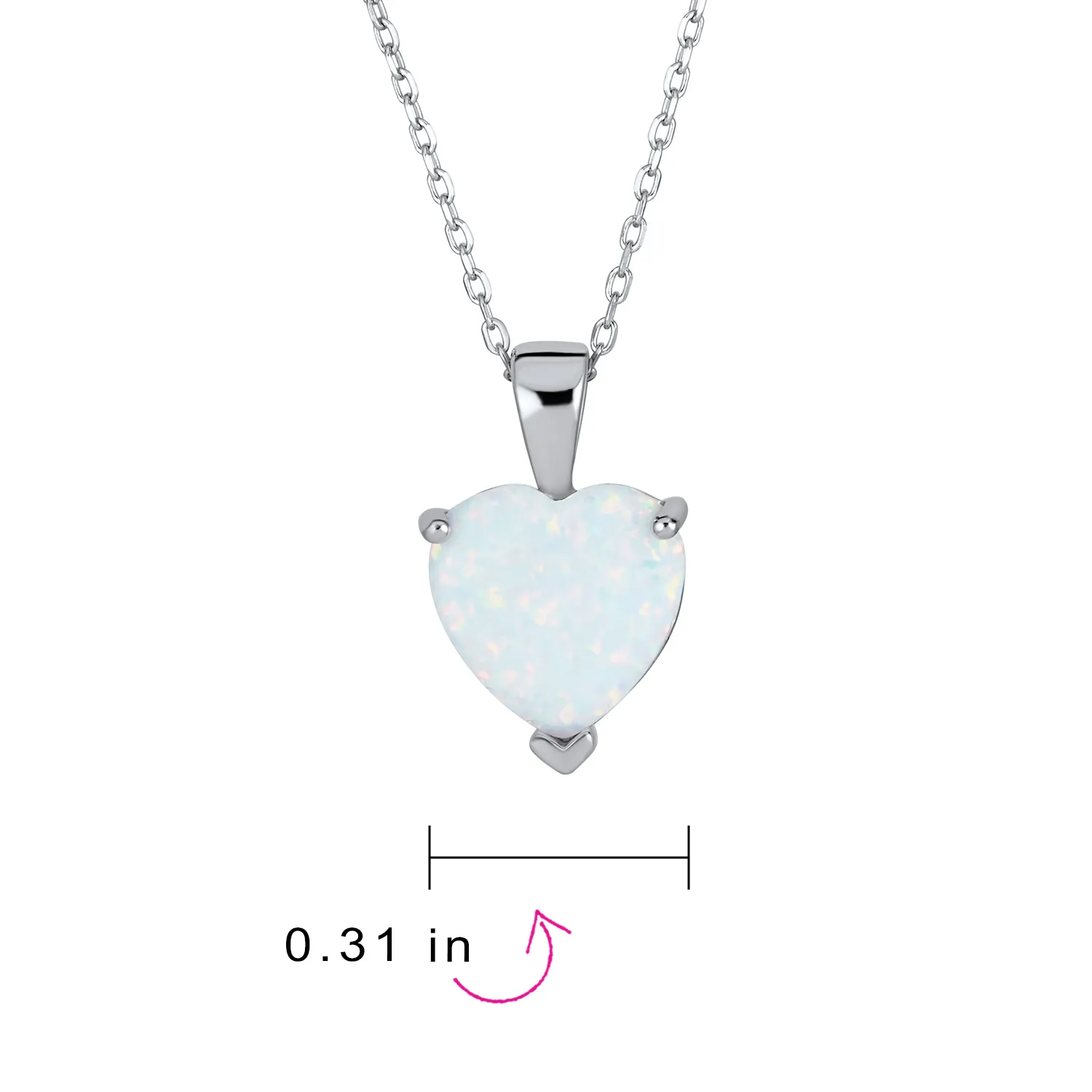 Romantic Bridal Necklace Opal Heart Pendant Rose Gold Plated Sterling Silver