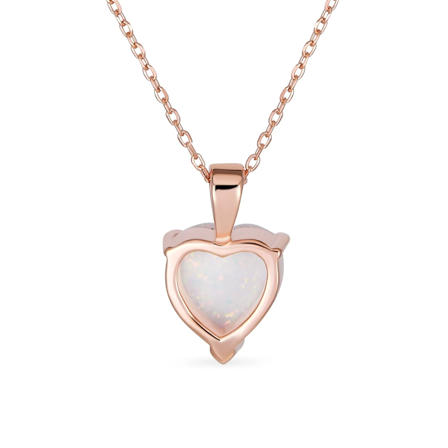 Romantic Bridal Necklace Opal Heart Pendant Rose Gold Plated Sterling Silver