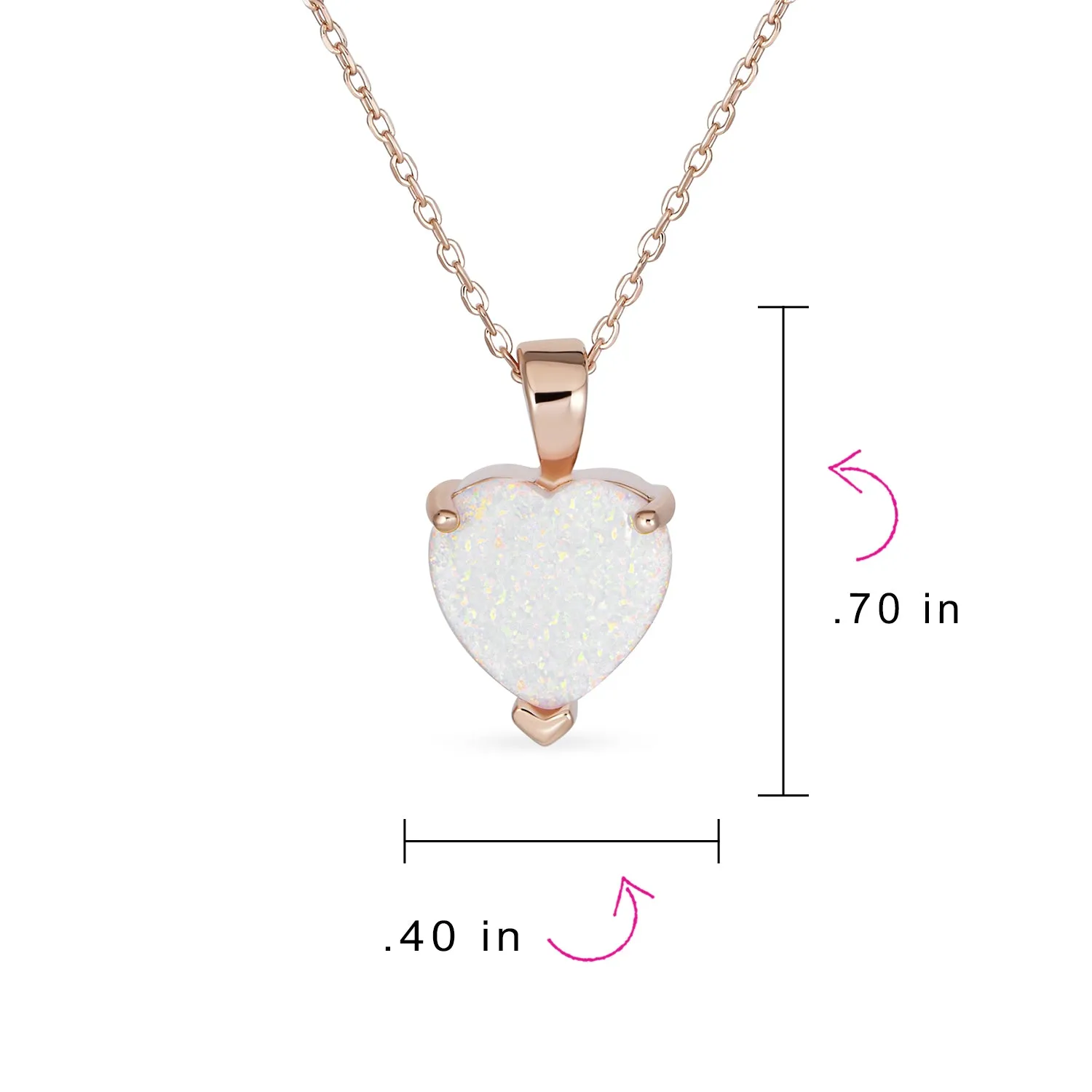 Romantic Bridal Necklace Opal Heart Pendant Rose Gold Plated Sterling Silver
