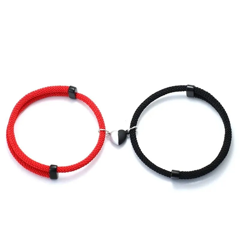 Romantic Magnet Couple Bracelet -  Pair Magnetic Spherical Bracelets for Friendship and Couples Perfect for Valentine's Day