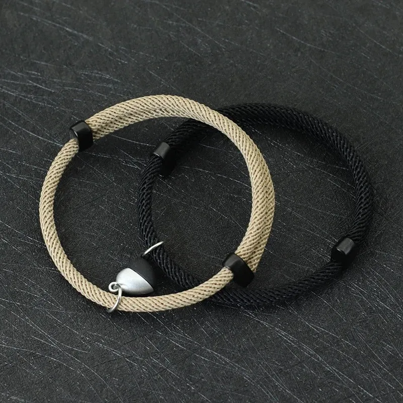 Romantic Magnet Couple Bracelet -  Pair Magnetic Spherical Bracelets for Friendship and Couples Perfect for Valentine's Day