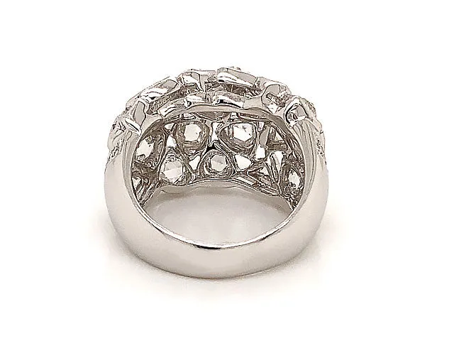 Rose Cut Multi Diamond Dome Ring in 18k White Gold