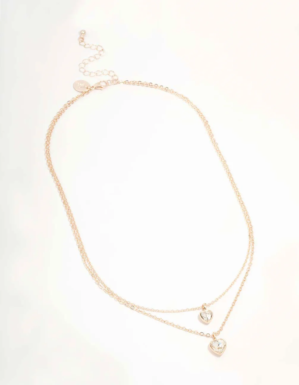 Rose Gold Diamante Heart Layered Necklace
