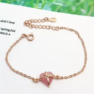 Rose Quartz & 18K Rose Gold-Plated Charm Bracelet