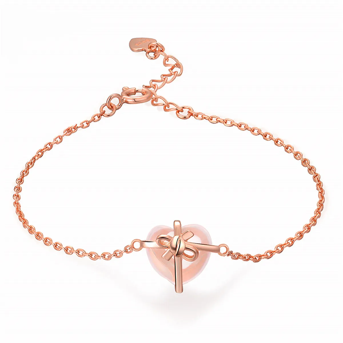Rose Quartz & 18K Rose Gold-Plated Charm Bracelet