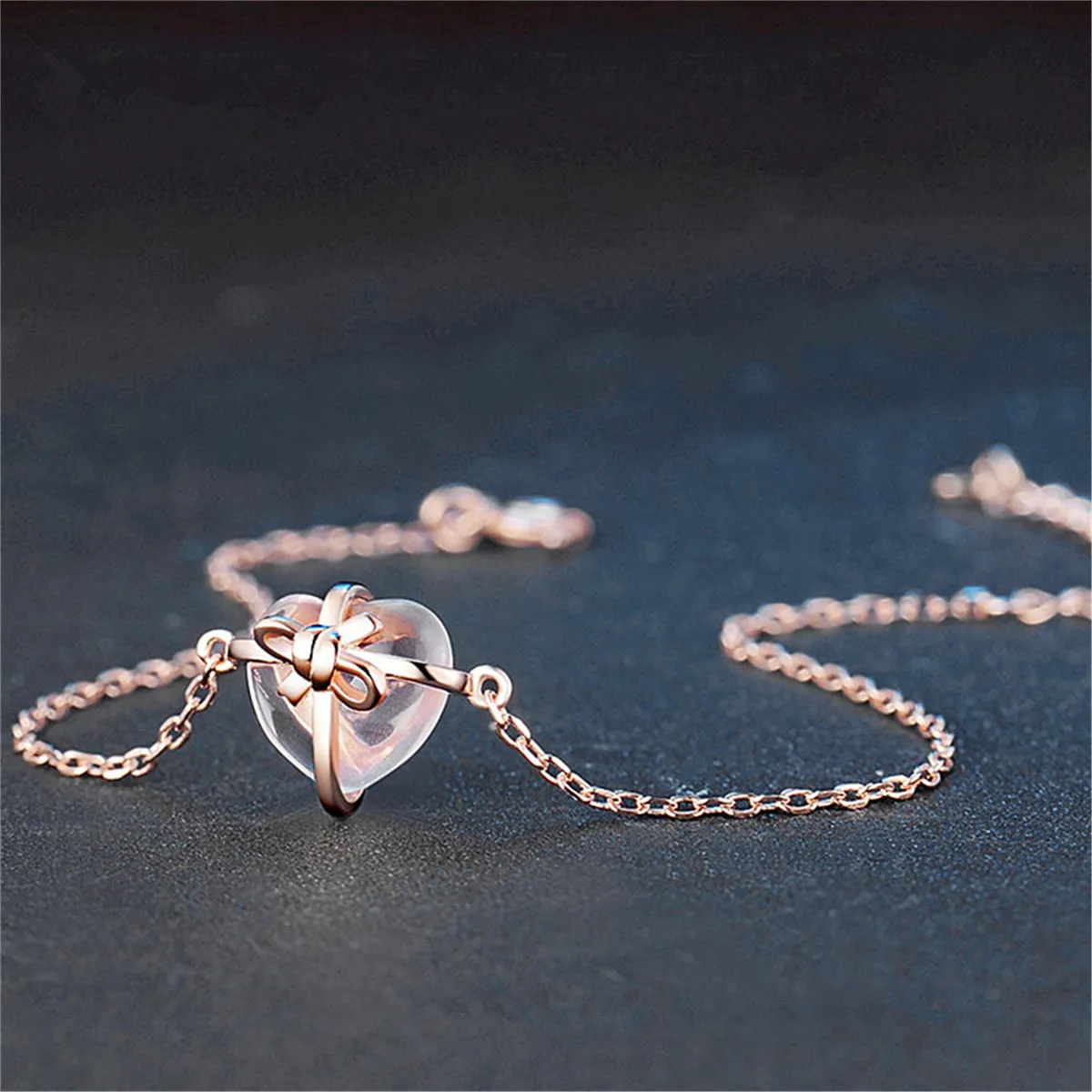Rose Quartz & 18K Rose Gold-Plated Charm Bracelet