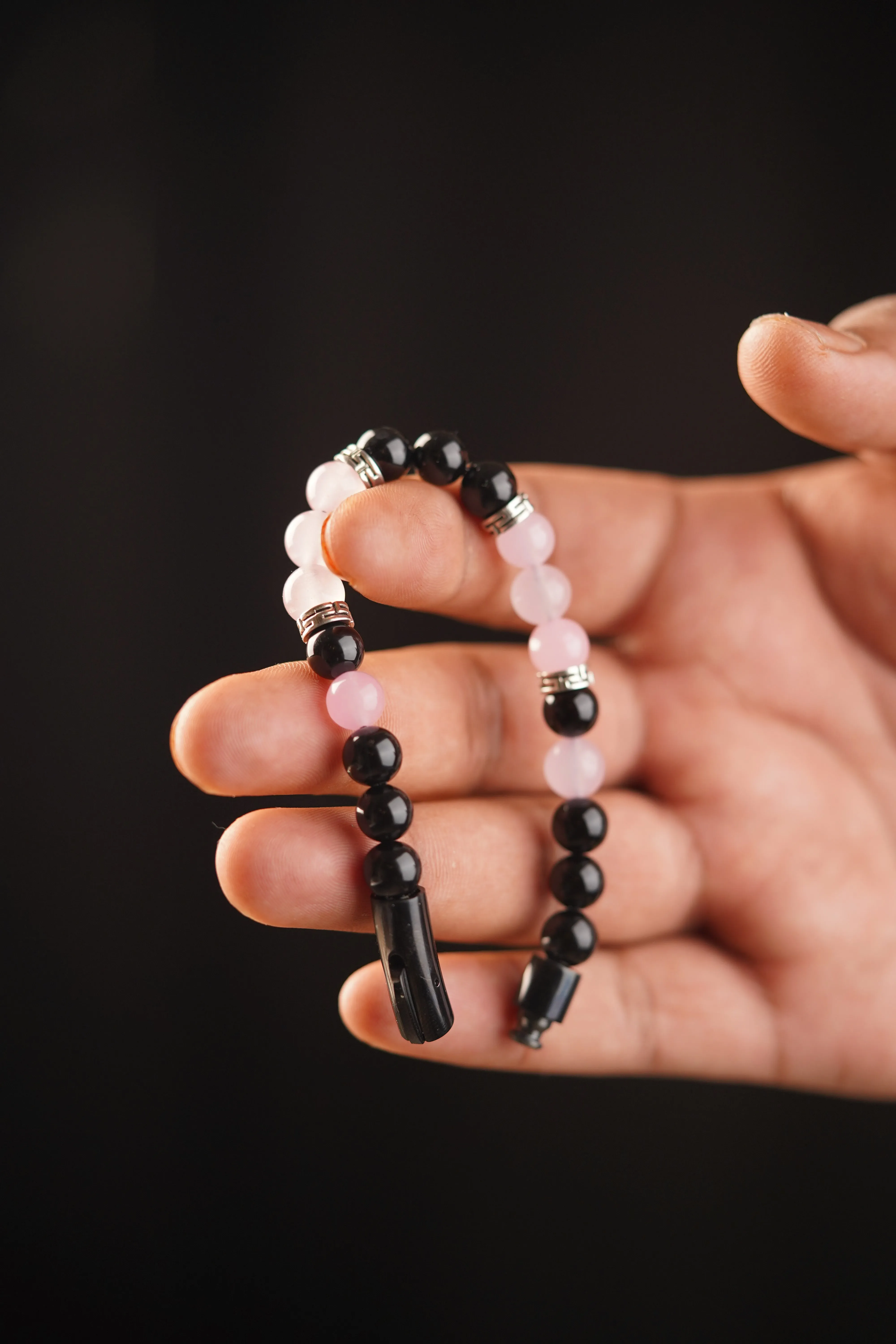 Rose Quartz with Black Tourmaline TruFit Couple Bracelets – Love & Protection