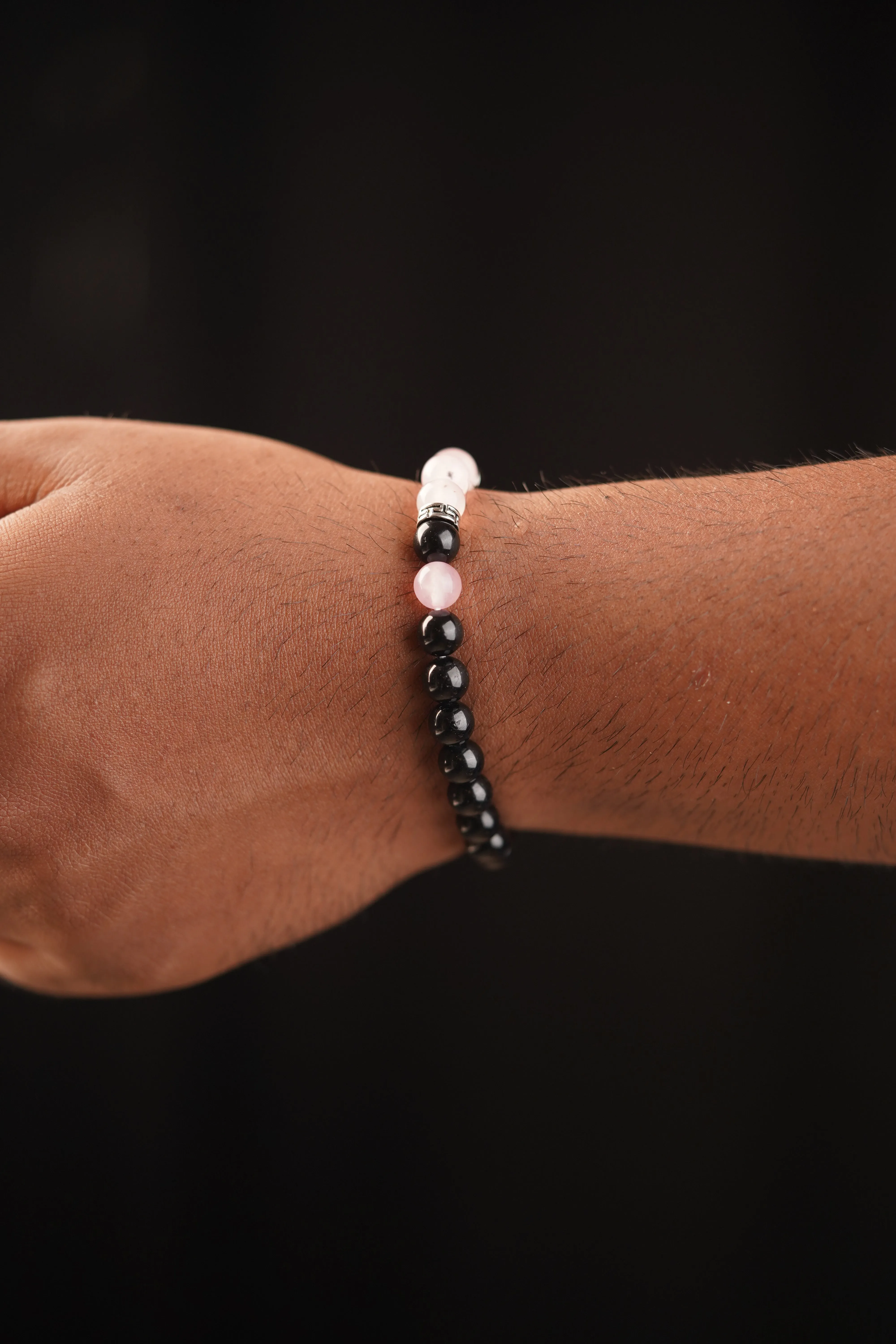 Rose Quartz with Black Tourmaline TruFit Couple Bracelets – Love & Protection