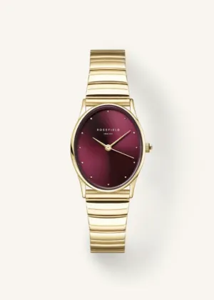 ROSEFIELD Oval Sunray Watch - Gold/Burgundy