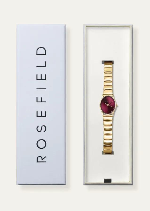 ROSEFIELD Oval Sunray Watch - Gold/Burgundy