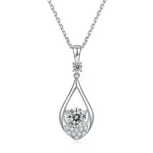 Round Cut 1.0CT Moissanite Teardrop Pendant Necklace