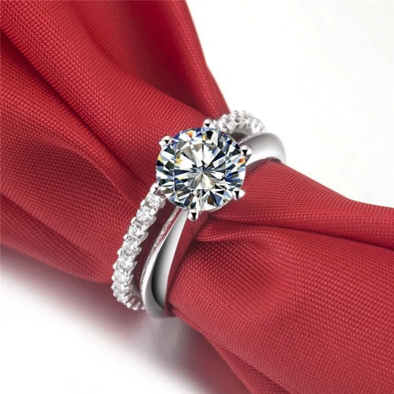 Round Cut Diamond Ring Set bridal Engagement Jewelry for women