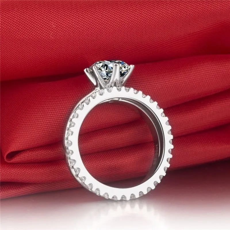 Round Cut Diamond Ring Set bridal Engagement Jewelry for women