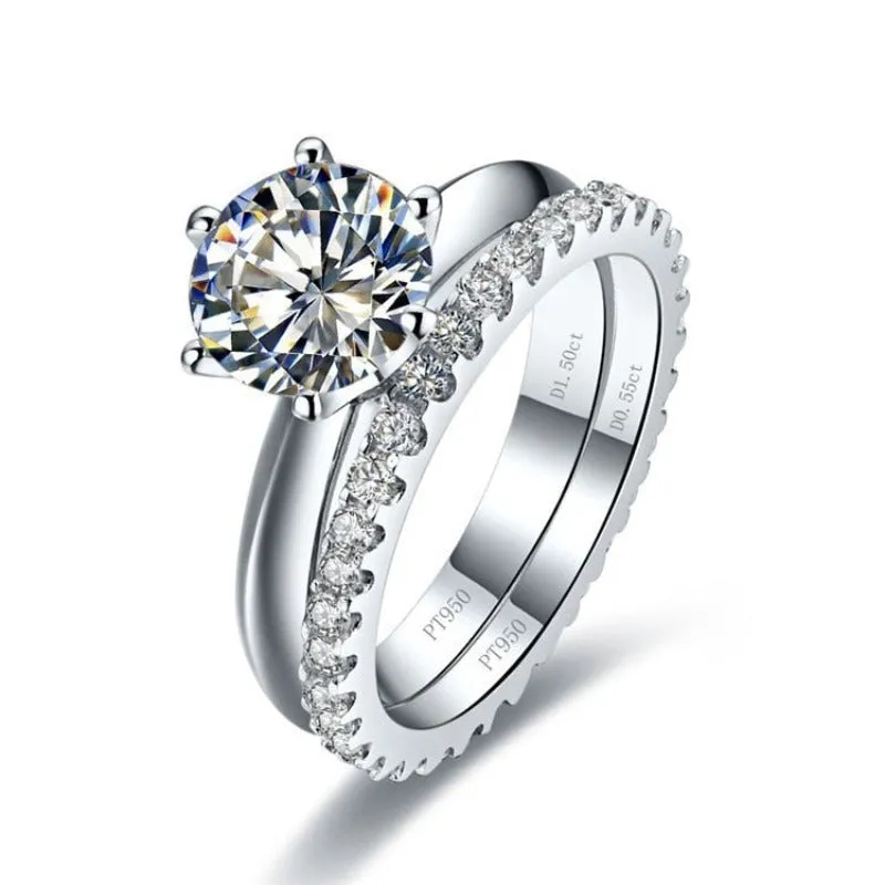 Round Cut Diamond Ring Set bridal Engagement Jewelry for women