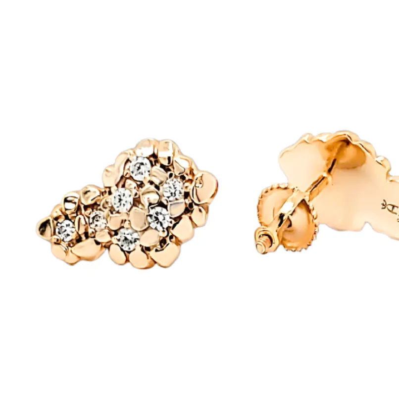 Round Zirconia Rapper Mens Nugget Stud Screw back Earrings - C202929
