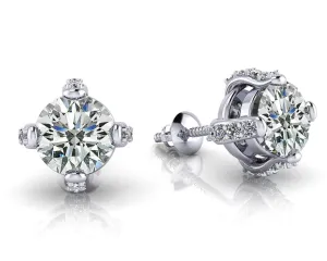 Royal Four Prong Diamond Diamond Studs with 0.72 ct. (2X0.25 ct. center diamonds)