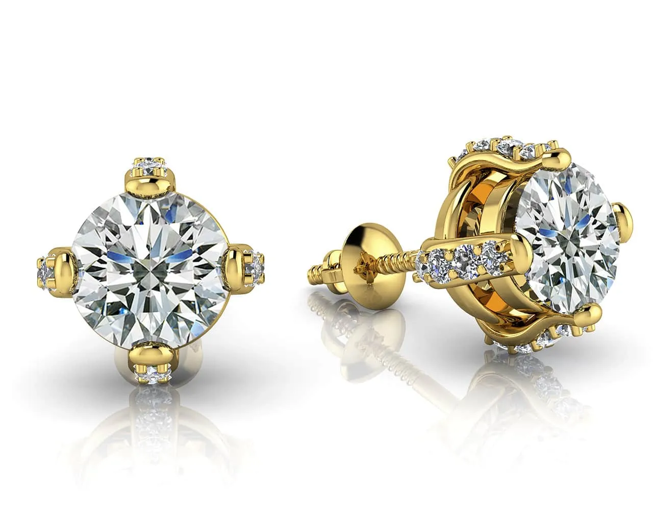 Royal Four Prong Diamond Diamond Studs with 0.72 ct. (2X0.25 ct. center diamonds)