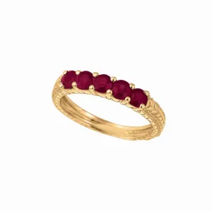 RUBY 5 STONES RING 14K GOLD (0.88 CTW)