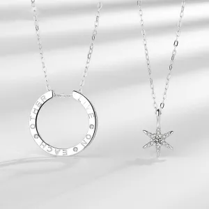 S925 Silver Hexagram Couple Necklace a Pair Of Luxury Design Collarbone Chain