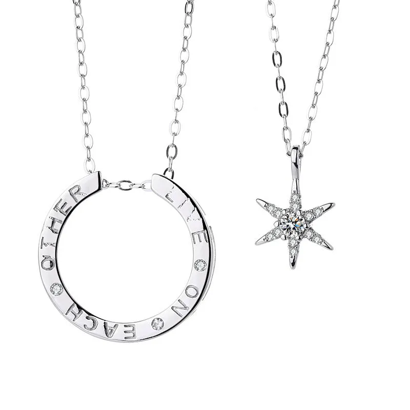 S925 Silver Hexagram Couple Necklace a Pair Of Luxury Design Collarbone Chain