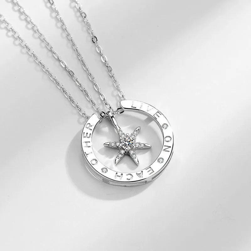 S925 Silver Hexagram Couple Necklace a Pair Of Luxury Design Collarbone Chain