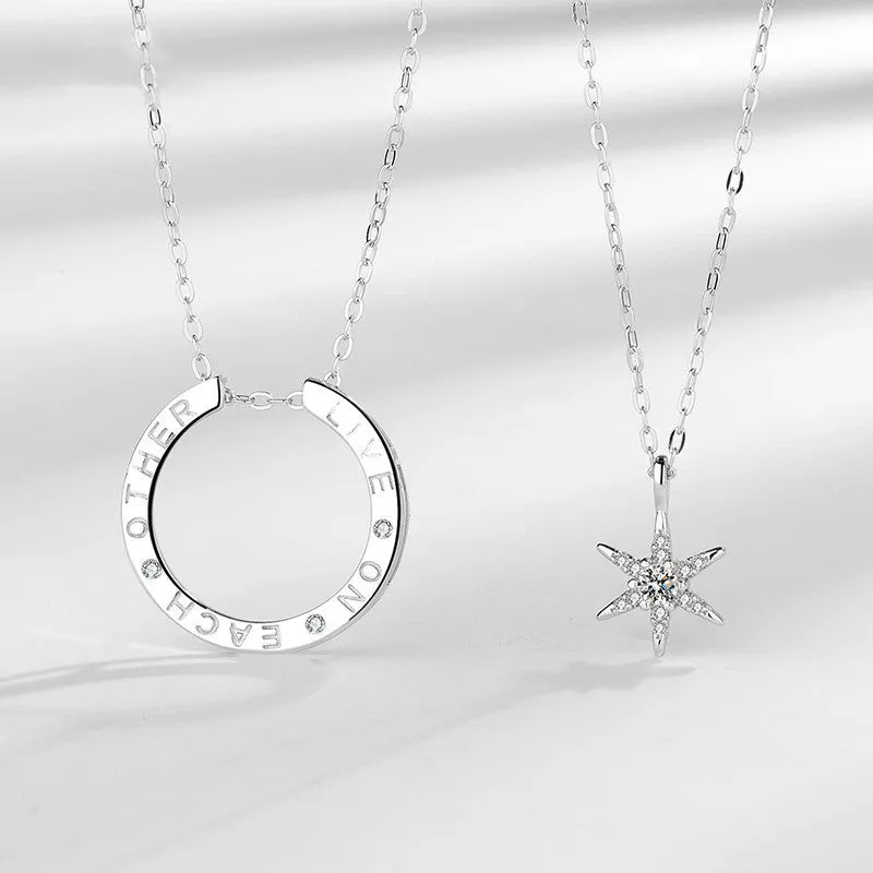 S925 Silver Hexagram Couple Necklace a Pair Of Luxury Design Collarbone Chain