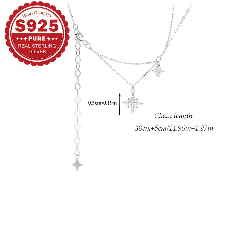S925 Silver Irregular Star Tassel Necklace - Ideal Valentine's Gift