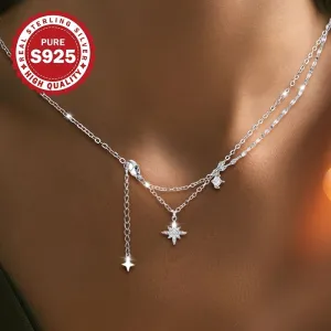 S925 Silver Irregular Star Tassel Necklace - Ideal Valentine's Gift