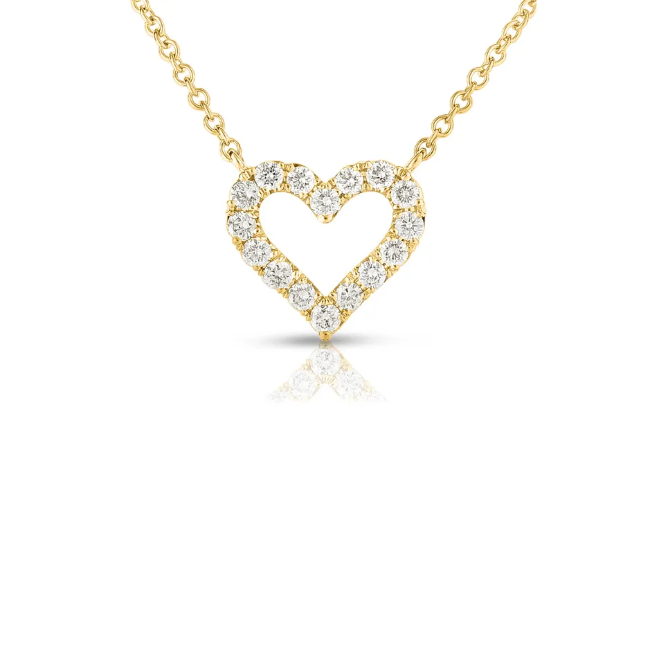 Sabel Collection Yellow Gold Round Diamond Heart Pendant