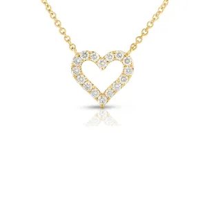 Sabel Collection Yellow Gold Round Diamond Heart Pendant