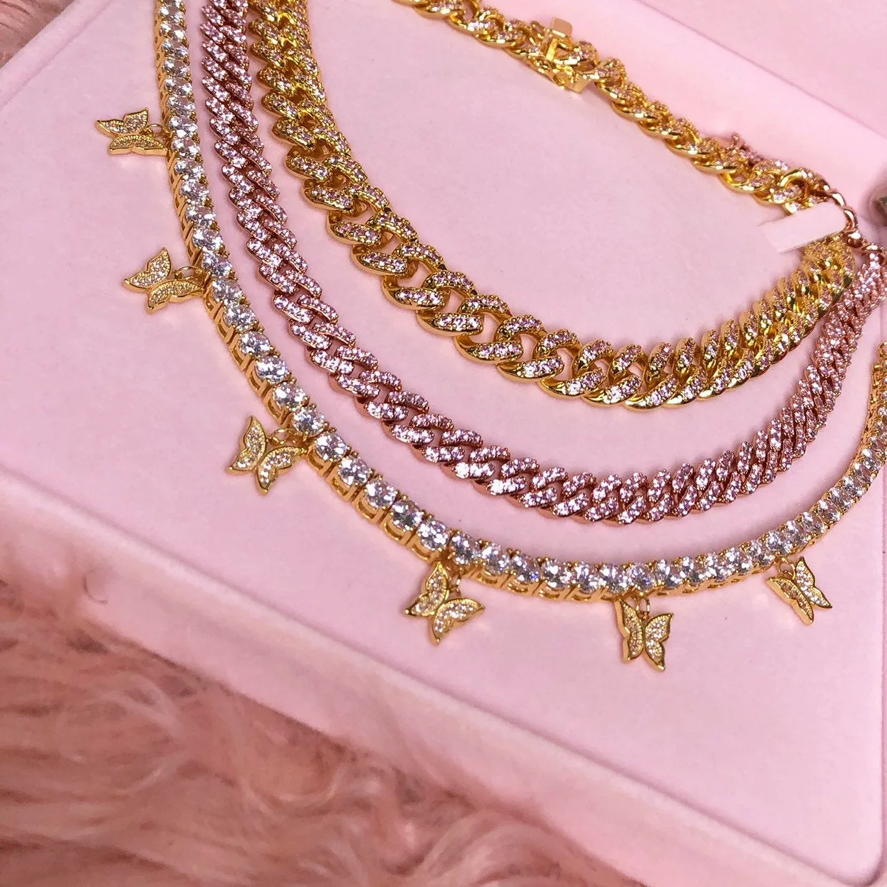 Sale butterfly tennis choker , cz tennis butterfly necklace , bling iced tennis butterfly, butterfly necklace