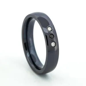 SALE RING - Black Titanium, Black and White Diamonds - Size 10.75