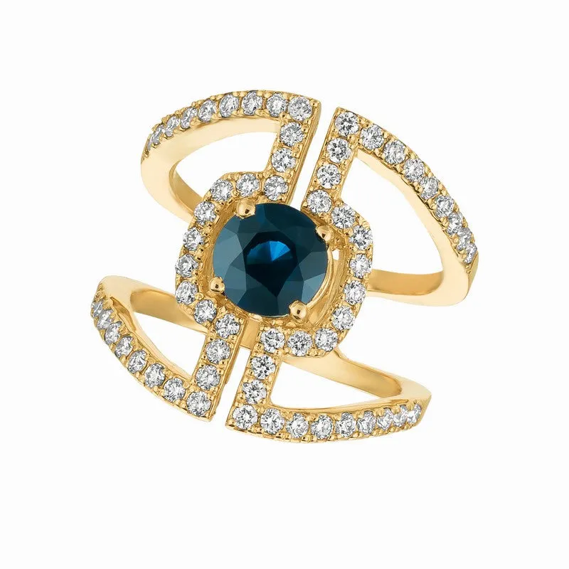 SAPPHIRE & DIAMOND RING 14K GOLD (2.21 CTW)