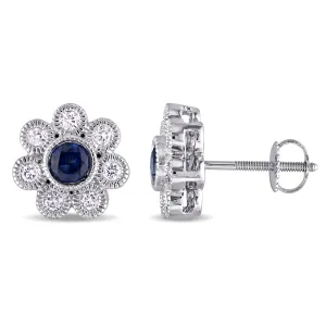 Sapphire Flower Stud Earrings
