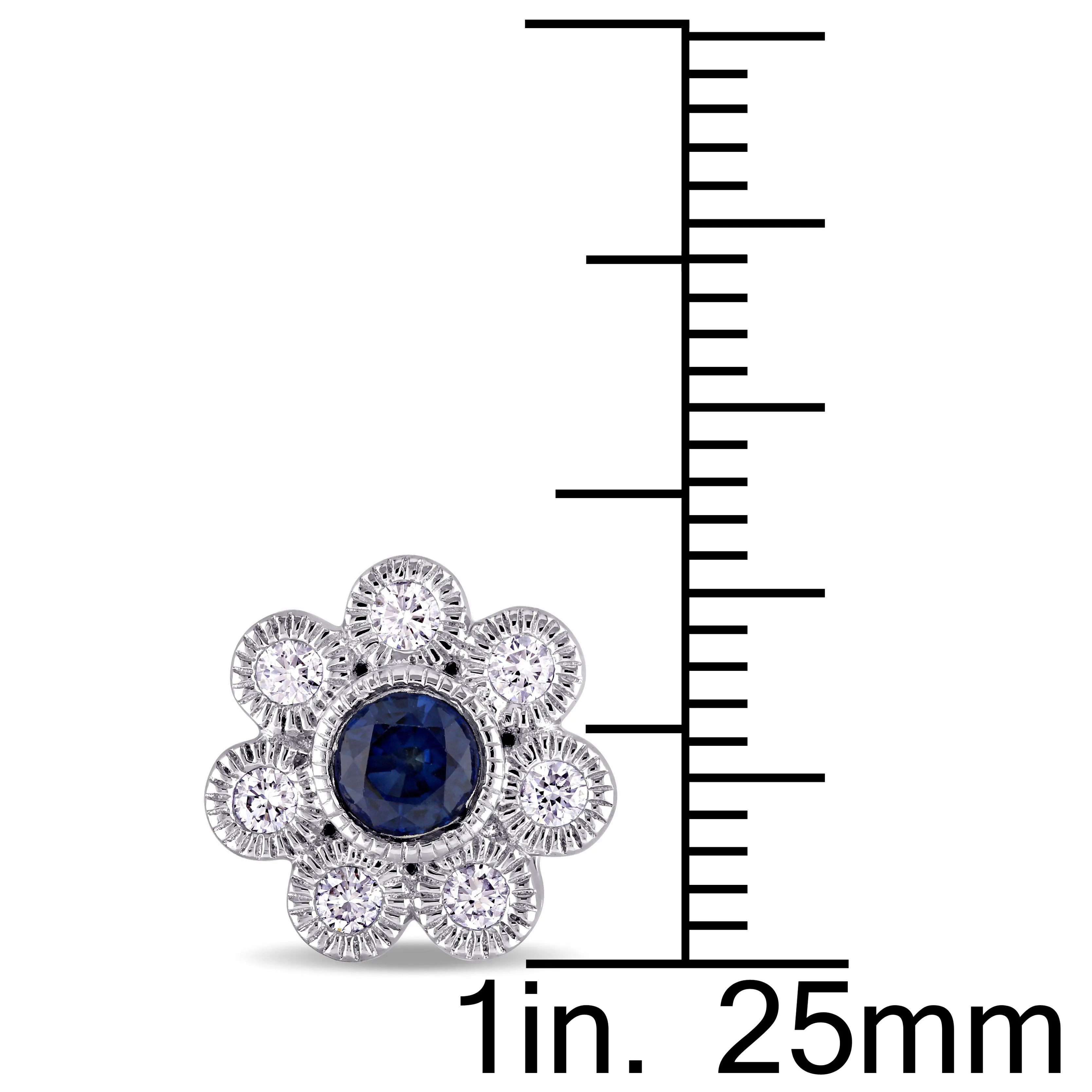 Sapphire Flower Stud Earrings