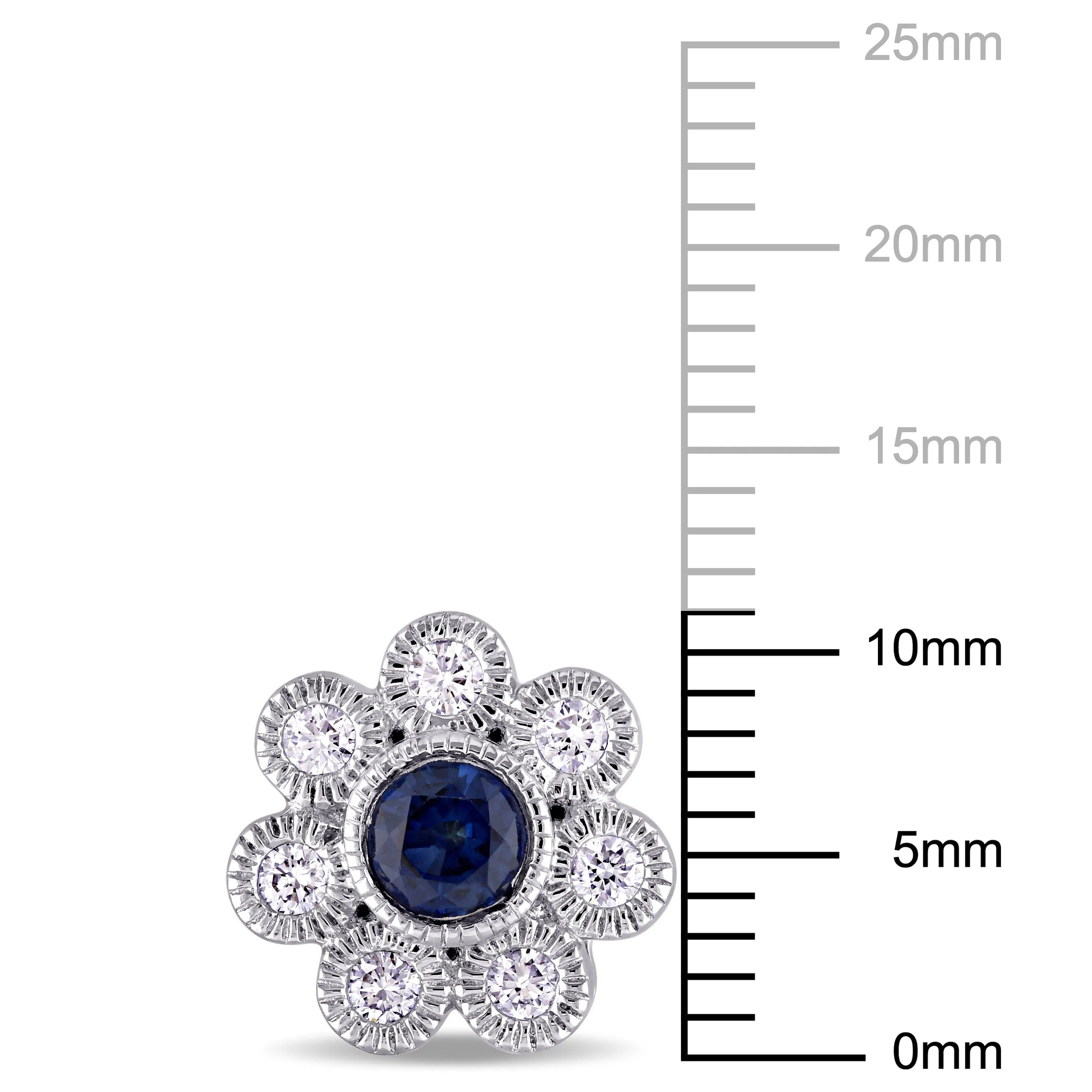Sapphire Flower Stud Earrings