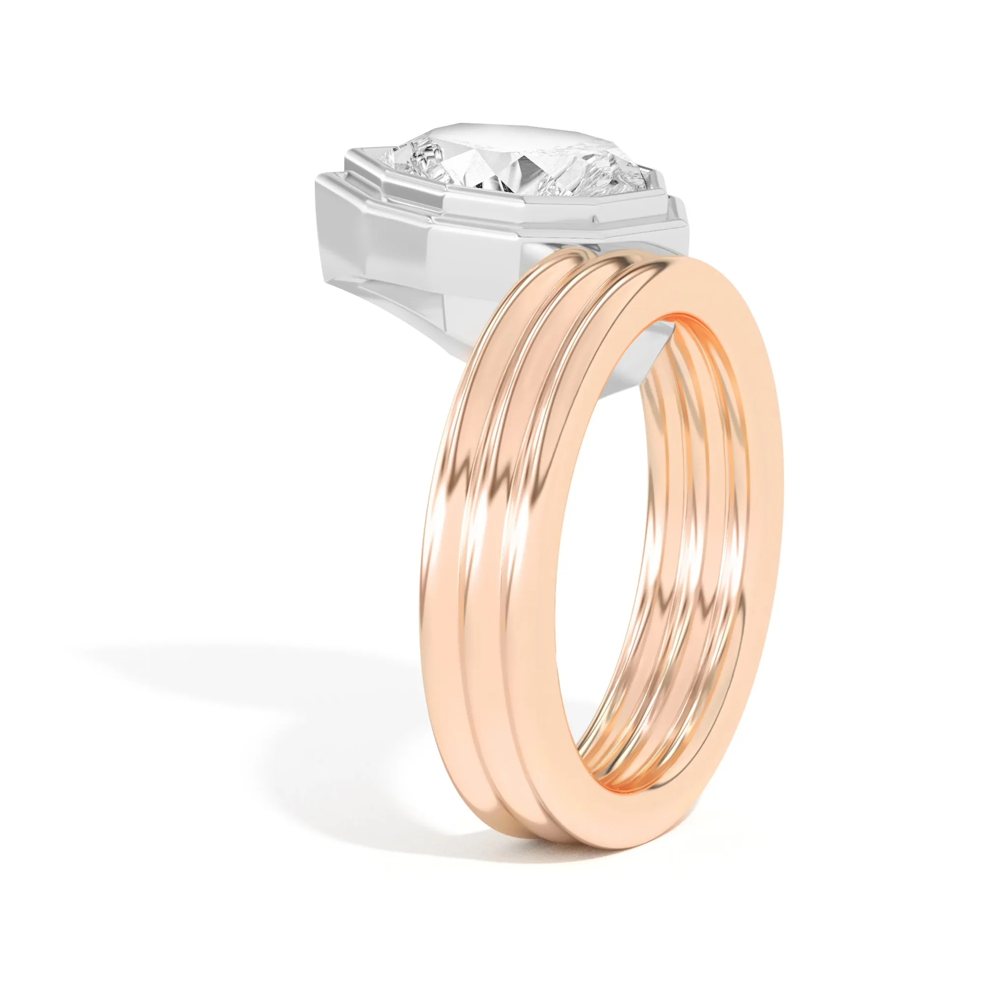 Scarpa Step-Cut Pear Offset Double Bezel Ring