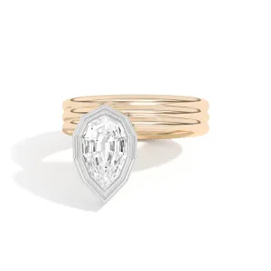 Scarpa Step-Cut Pear Offset Double Bezel Ring
