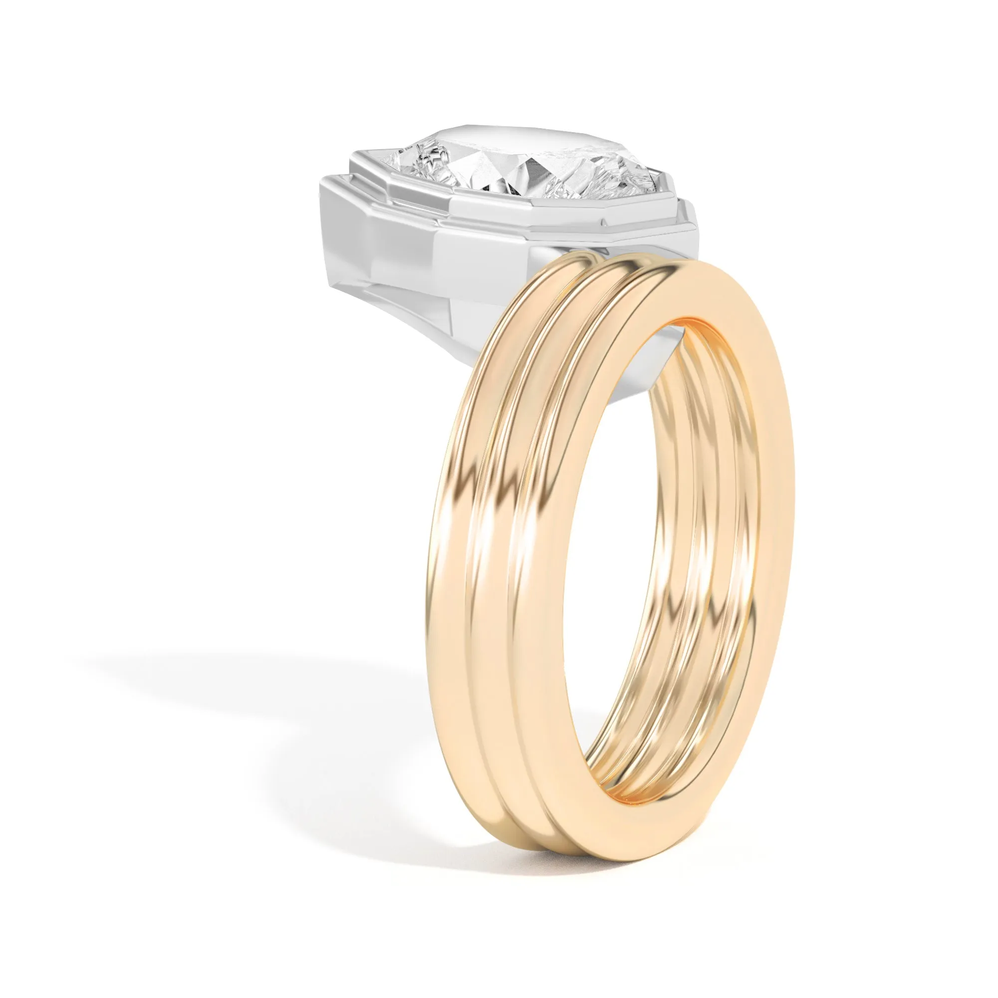 Scarpa Step-Cut Pear Offset Double Bezel Ring