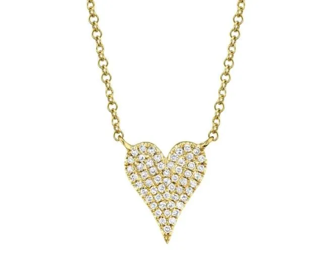 Shy Creation 14K Yellow Gold Diamond Pave Heart Necklace