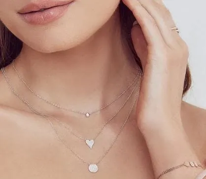 Shy Creation 14K Yellow Gold Diamond Pave Heart Necklace