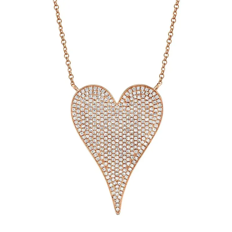 Shy Creation 'Amor' Pave Diamond Heart Necklace - Large