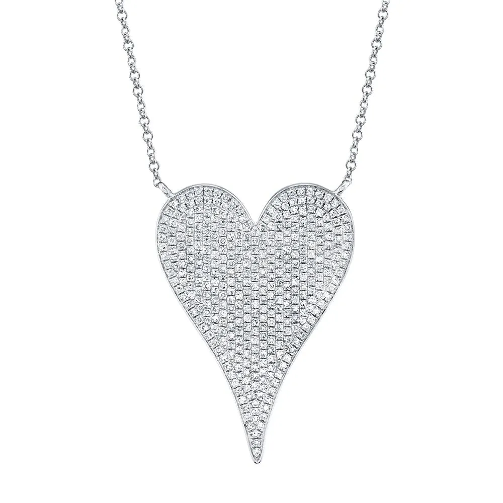 Shy Creation 'Amor' Pave Diamond Heart Necklace - Large