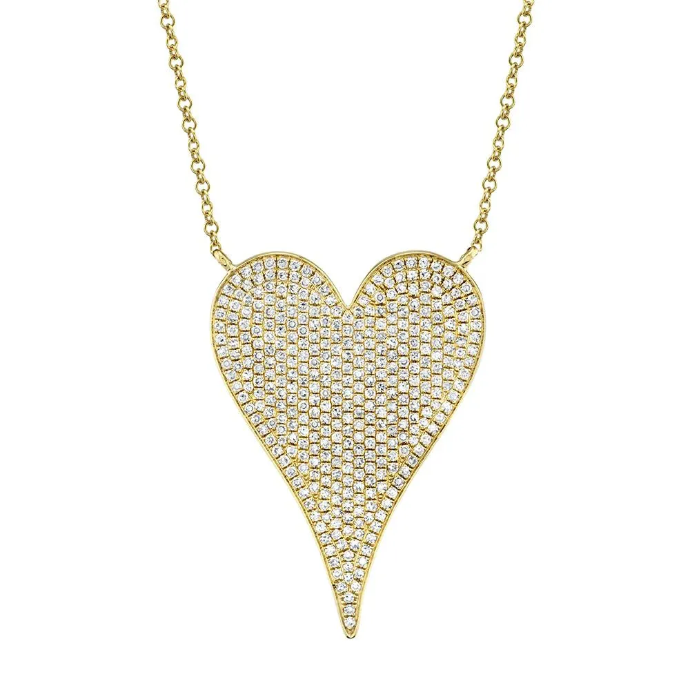 Shy Creation 'Amor' Pave Diamond Heart Necklace - Large