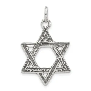 Silver Antiqued Star of David Charm Pendant
