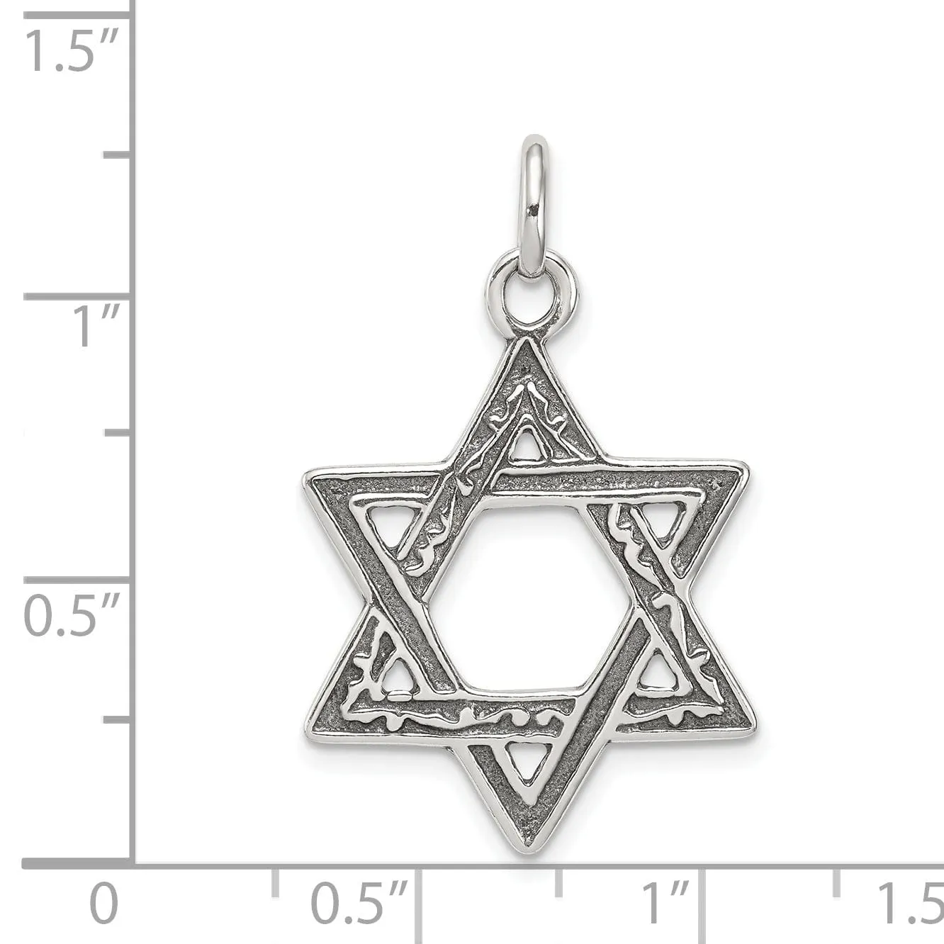 Silver Antiqued Star of David Charm Pendant