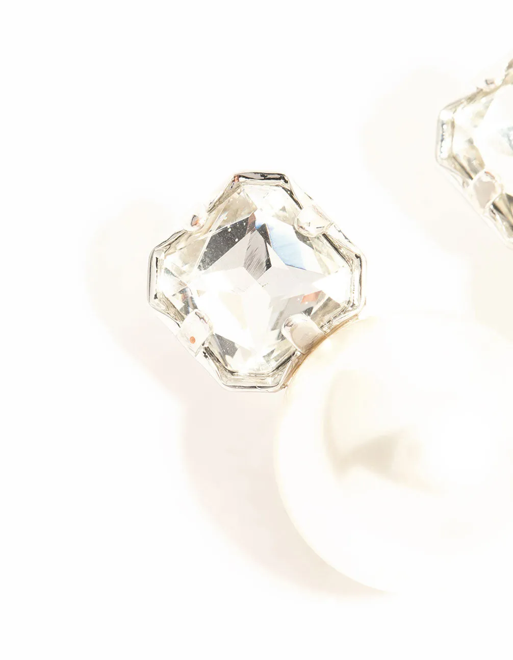 Silver Diamante & Pearl Stud Earrings