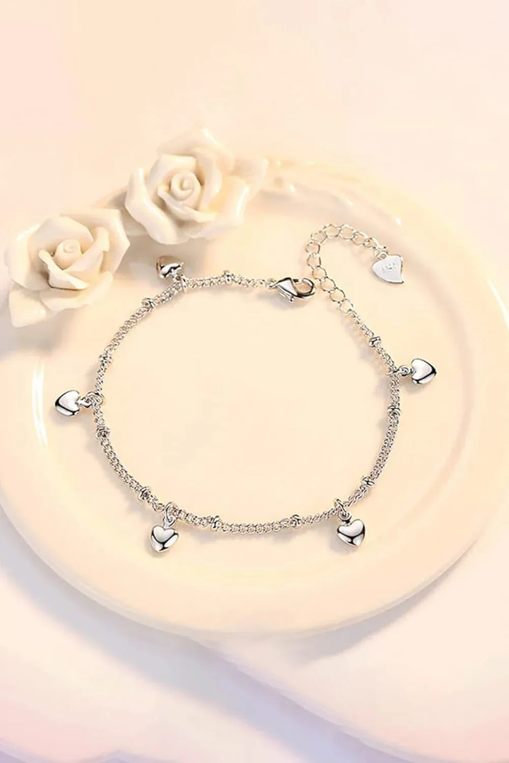 Silver Love Heart Pendant Bracelets