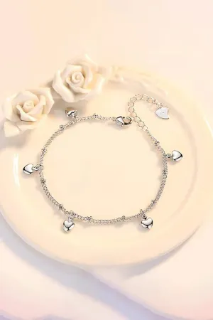 Silver Love Heart Pendant Bracelets