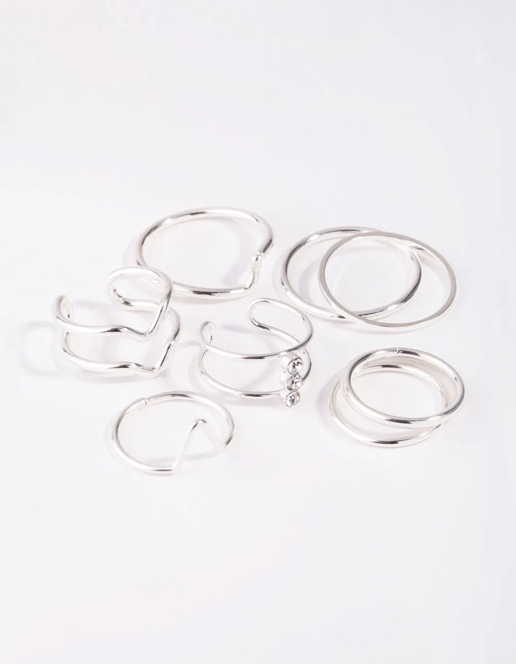 Silver Multi Band 8-Pack Rings